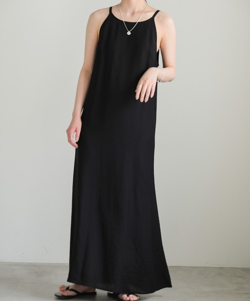 select MOCA（セレクトモカ）の「アメリカンスリーブロングキャミワンピース（ワンピース・レディース・ブラック/ライトカーキ・FREE）」の8枚目の写真