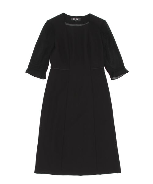 AIMER(エメ)の「【喪服・礼服】ノーカラーウエスト切替ジャケット・前開きワンピース 2点セット ブラックフォーマルアンサンブル(スーツセット・レディース・ブラック・7号/9号/11号/13号/15号)」の2枚目の写真