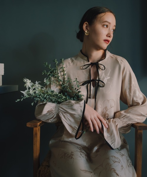 ワンピース sahara Curve Piping Flower Dress Curve Piping Flower Dress｜パイピング花柄ドレス – MARTE