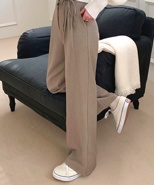 BEIDELLI（ベイデリー）の「[BELLIDE MADE] リボンハイウエストストレートスラックスパンツ（スラックス・レディース・モカ・SMALL/MEDIUM）」の11枚目の写真