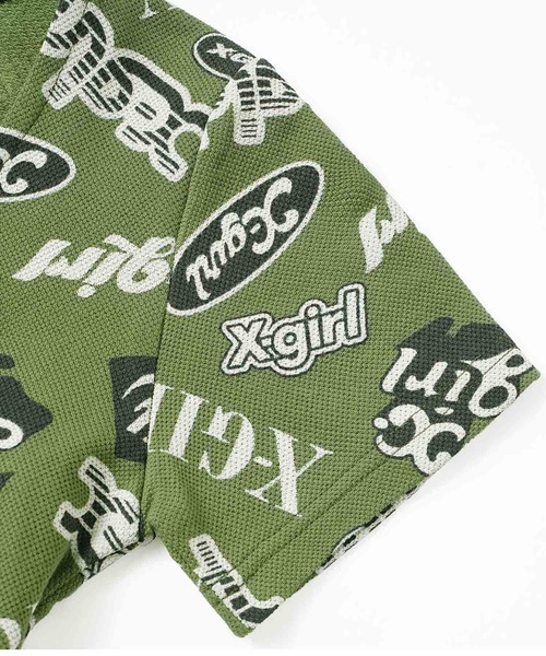 X-girl(エックスガール)の「ALL OVER PRINT CARDIGAN(Tシャツ/カットソー・レディース・ブラック/オリーブ・S/M)」の4枚目の写真