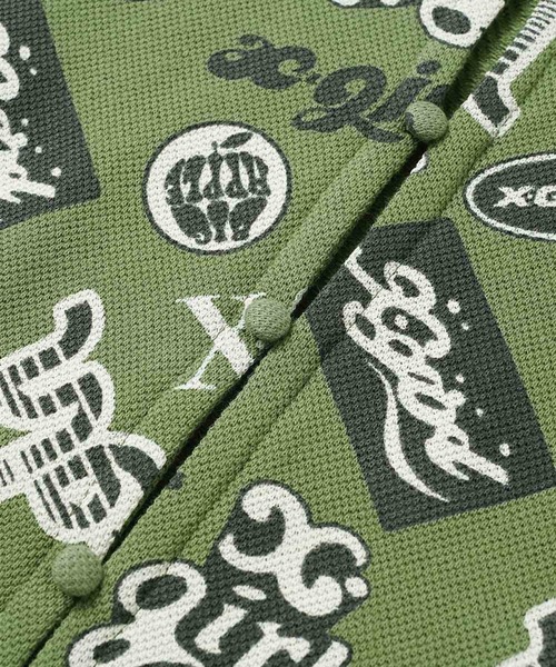 X-girl(エックスガール)の「ALL OVER PRINT CARDIGAN(Tシャツ/カットソー・レディース・ブラック/オリーブ・S/M)」の9枚目の写真