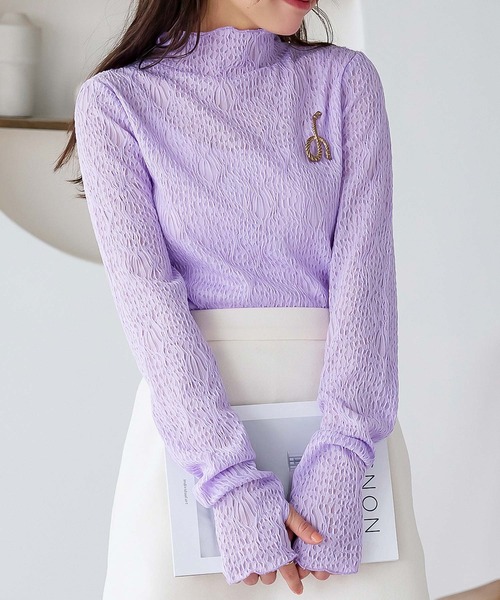 KOBE LETTUCE(コウベレタス)の「シアージャガードフィンガーホールプルオーバー(その他トップス・レディース・オフホワイト/ライム/ラベンダー/ブルー/ブラック・FREE)」の1枚目の写真