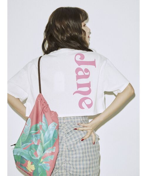 jouetie(ジュエティ)の「me jane クロップド Tシャツ【コラボ】(Tシャツ/カットソー・レディース・ブラック/オフホワイト/オレンジ・MEDIUM)」の2枚目の写真