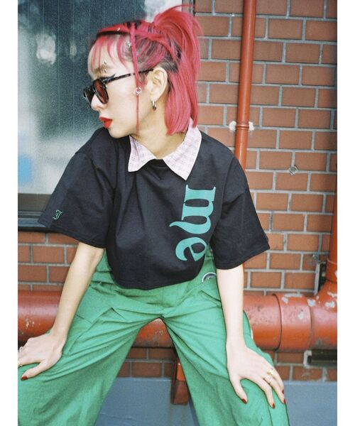 jouetie(ジュエティ)の「me jane クロップド Tシャツ【コラボ】(Tシャツ/カットソー・レディース・ブラック/オフホワイト/オレンジ・MEDIUM)」の12枚目の写真