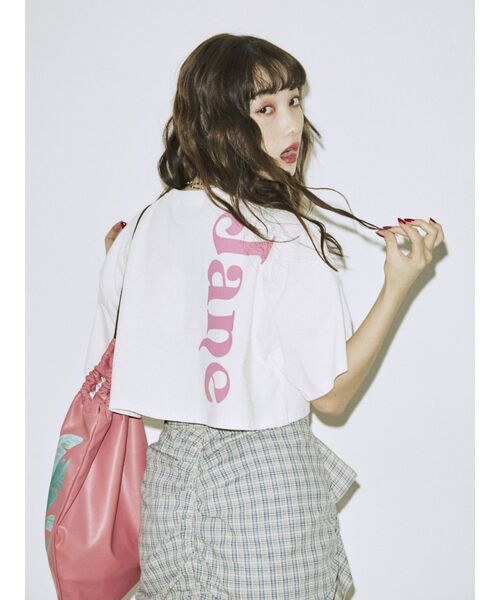 jouetie(ジュエティ)の「me jane クロップド Tシャツ【コラボ】(Tシャツ/カットソー・レディース・ブラック/オフホワイト/オレンジ・MEDIUM)」の10枚目の写真