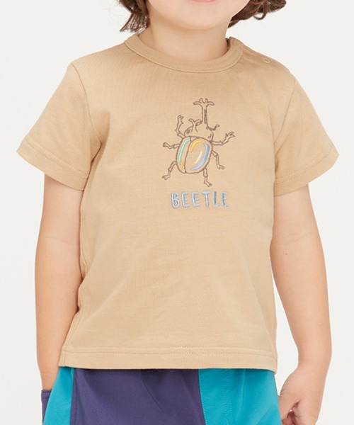 Moujonjon（ムージョンジョン）の「昆虫刺繍半袖Ｔシャツ（Tシャツ/カットソー・キッズ・ダークオレンジ/グリーン/ベージュ/ロイヤルブルー・80/90/100/110/120/130/140）」の3枚目の写真