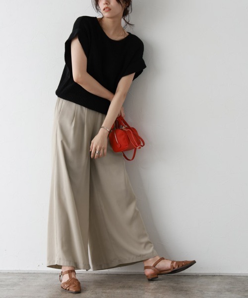 Pierrot（ピエロ）の「リネンライクタックパンツ（その他パンツ・レディース・ブラック/グリーン系その他/グレー系その他/ブルー/モカ・M/L/PM）」の9枚目の写真