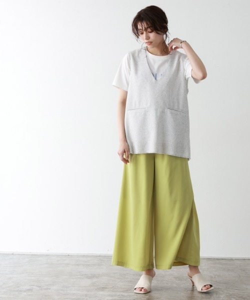 Pierrot（ピエロ）の「リネンライクタックパンツ（その他パンツ・レディース・ブラック/グリーン系その他/グレー系その他/ブルー/モカ・M/L/PM）」の15枚目の写真