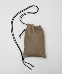 【20/80】トゥエンティーエイティー/ COW LEATHER  DRAWSTRING SHOULDER BAG WITH ZIP