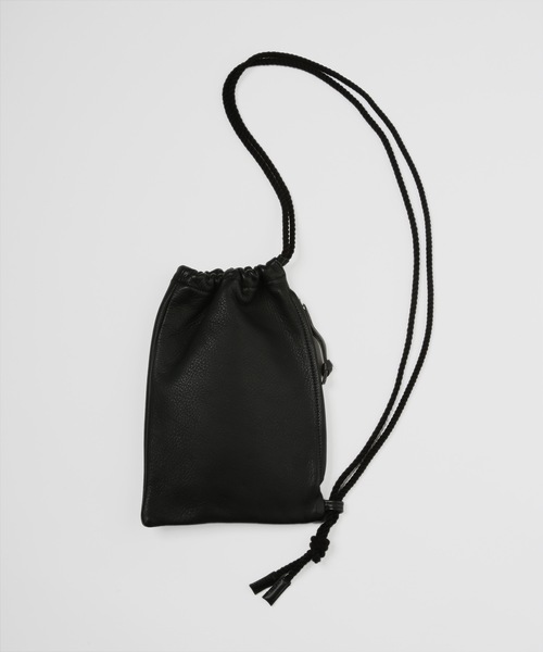 20/80(テゥエンティーエイティー)の「【20/80】トゥエンティーエイティー/ COW LEATHER DRAWSTRING SHOULDER BAG WITH ZIP(ショルダーバッグ・レディース・ブラック/グレー・FREE)」の7枚目の写真