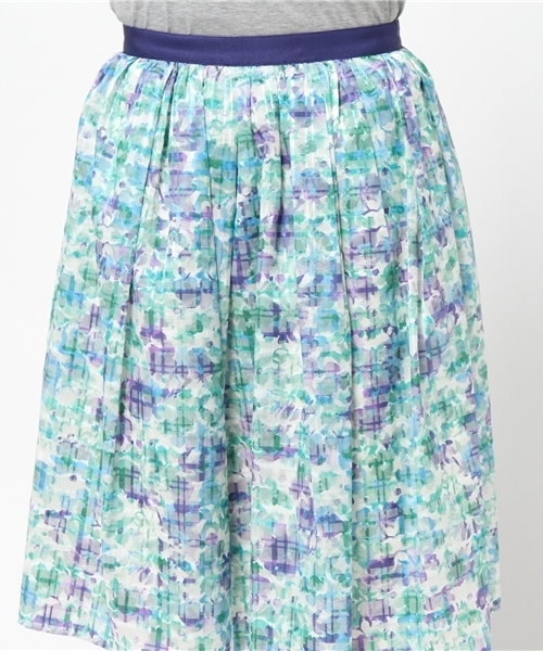 La TOTALITE（ラトータリテ）の「フラワーチェックギャザースカート。（スカート・レディース・ブルー系その他/レッド・38/36）」の6枚目の写真