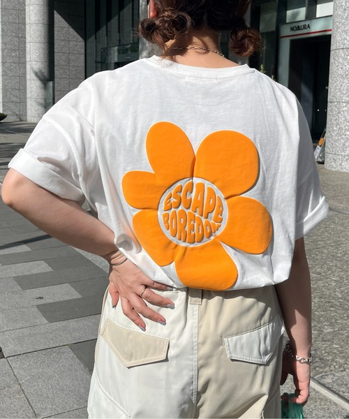 CPCM（シーピーシーエム）の「立体ぷくぷく花ロゴTシャツ（Tシャツ/カットソー・レディース・グレー/オフホワイト/イエロー系その他・FREE）」の8枚目の写真