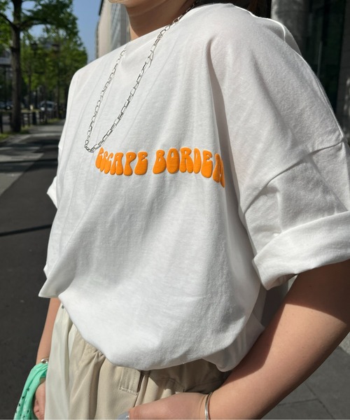 CPCM（シーピーシーエム）の「立体ぷくぷく花ロゴTシャツ（Tシャツ/カットソー・レディース・グレー/オフホワイト/イエロー系その他・FREE）」の13枚目の写真