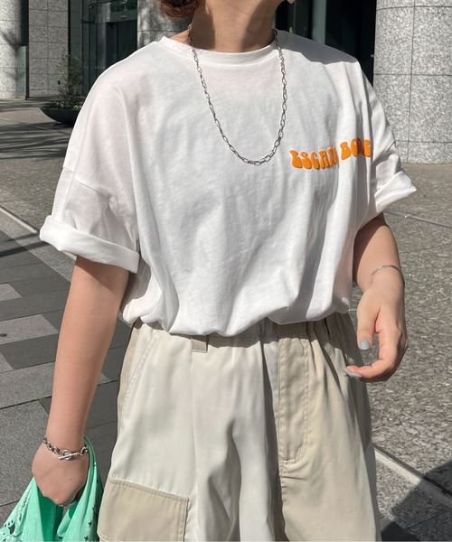 CPCM（シーピーシーエム）の「立体ぷくぷく花ロゴTシャツ（Tシャツ/カットソー・レディース・グレー/オフホワイト/イエロー系その他・FREE）」の9枚目の写真