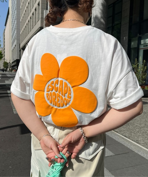 CPCM（シーピーシーエム）の「立体ぷくぷく花ロゴTシャツ（Tシャツ/カットソー・レディース・グレー/オフホワイト/イエロー系その他・FREE）」の4枚目の写真