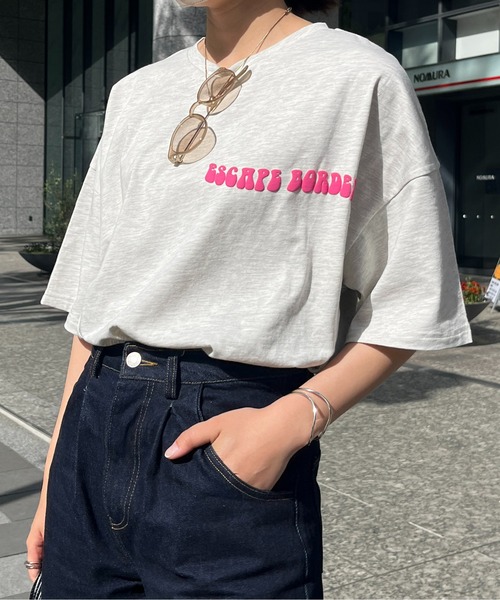 CPCM（シーピーシーエム）の「立体ぷくぷく花ロゴTシャツ（Tシャツ/カットソー・レディース・グレー/オフホワイト/イエロー系その他・FREE）」の19枚目の写真