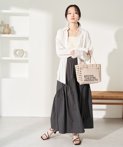 BROWN THEATRE PRODUCTS（ブラウンシアタープロダクツ）の「【BROWN THEATRE PRODUCTS】ロゴラベルバスケットバッグ（かごバッグ・レディース・ブラック/ホワイト/ベージュ系その他・FREE）」の13枚目の写真