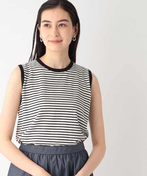 OPAQUE.CLIP(オペークドットクリップ)の「◆オーガニックコットン ノースリーブニット【洗える/UVケア】(ニット/セーター・レディース・ピンク系/ブラック/ホワイト系5/ライトブルー・40/38)」の2枚目の写真