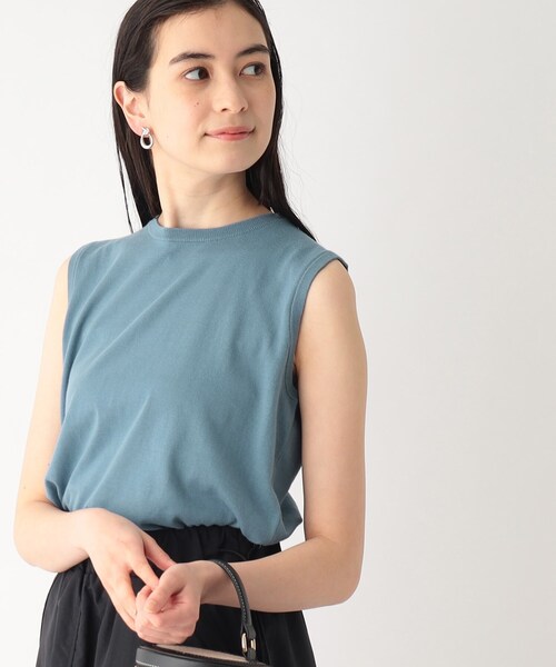 OPAQUE.CLIP(オペークドットクリップ)の「◆オーガニックコットン ノースリーブニット【洗える/UVケア】(ニット/セーター・レディース・ピンク系/ブラック/ホワイト系5/ライトブルー・40/38)」の1枚目の写真