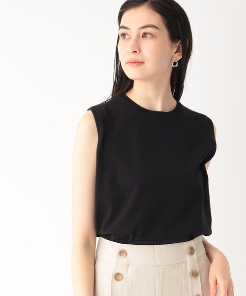 OPAQUE.CLIP(オペークドットクリップ)の「◆オーガニックコットン ノースリーブニット【洗える/UVケア】(ニット/セーター・レディース・ピンク系/ブラック/ホワイト系5/ライトブルー・40/38)」の10枚目の写真