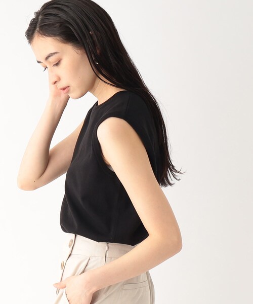 OPAQUE.CLIP(オペークドットクリップ)の「◆オーガニックコットン ノースリーブニット【洗える/UVケア】(ニット/セーター・レディース・ピンク系/ブラック/ホワイト系5/ライトブルー・40/38)」の11枚目の写真