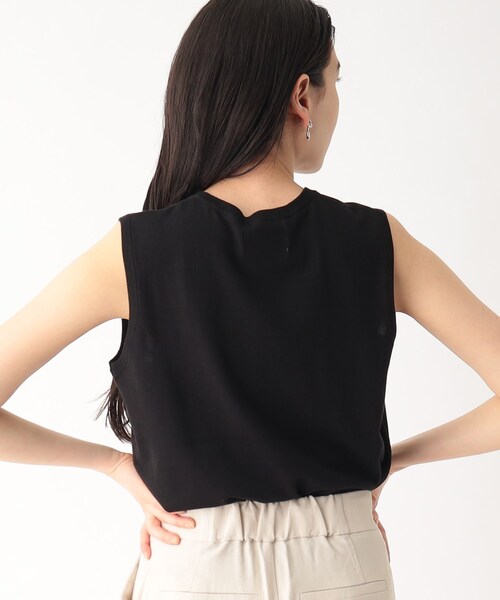 OPAQUE.CLIP(オペークドットクリップ)の「◆オーガニックコットン ノースリーブニット【洗える/UVケア】(ニット/セーター・レディース・ピンク系/ブラック/ホワイト系5/ライトブルー・40/38)」の12枚目の写真