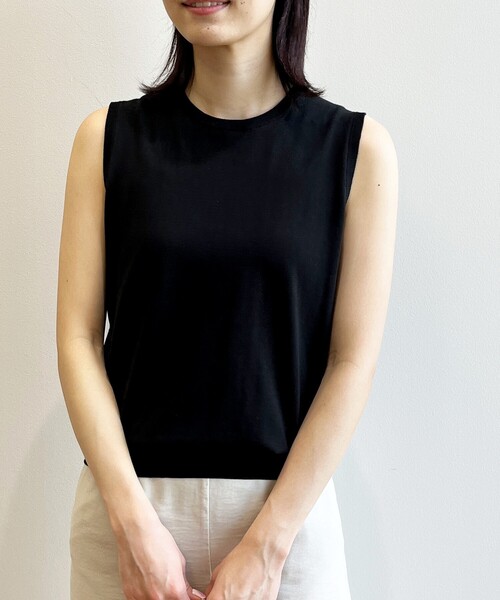 OPAQUE.CLIP(オペークドットクリップ)の「◆オーガニックコットン ノースリーブニット【洗える/UVケア】(ニット/セーター・レディース・ピンク系/ブラック/ホワイト系5/ライトブルー・40/38)」の13枚目の写真