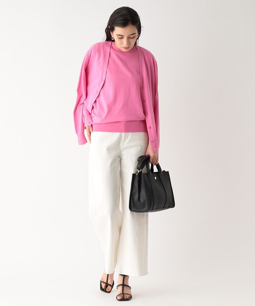 OPAQUE.CLIP(オペークドットクリップ)の「◆オーガニックコットン ノースリーブニット【洗える/UVケア】(ニット/セーター・レディース・ピンク系/ブラック/ホワイト系5/ライトブルー・40/38)」の16枚目の写真