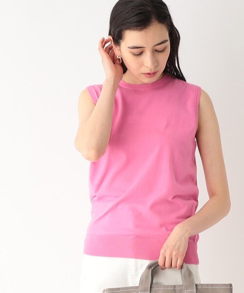 OPAQUE.CLIP(オペークドットクリップ)の「◆オーガニックコットン ノースリーブニット【洗える/UVケア】(ニット/セーター・レディース・ピンク系/ブラック/ホワイト系5/ライトブルー・40/38)」の18枚目の写真