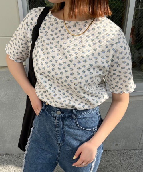 nemne store(ネンネストア)の「【低身長用サイズあり】前後2way総柄サーマルカーディガン(カーディガン/ボレロ・レディース・アイボリー/オフホワイト/ブルー・SMALL/MEDIUM)」の15枚目の写真