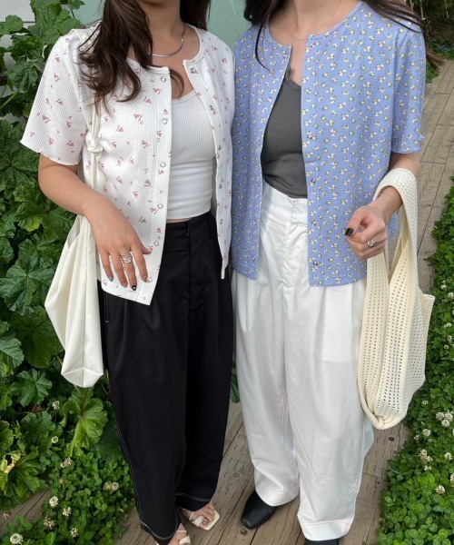 nemne store(ネンネストア)の「【低身長用サイズあり】前後2way総柄サーマルカーディガン(カーディガン/ボレロ・レディース・アイボリー/オフホワイト/ブルー・SMALL/MEDIUM)」の20枚目の写真