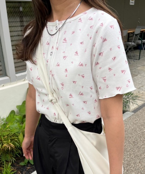 nemne store(ネンネストア)の「【低身長用サイズあり】前後2way総柄サーマルカーディガン(カーディガン/ボレロ・レディース・アイボリー/オフホワイト/ブルー・SMALL/MEDIUM)」の11枚目の写真