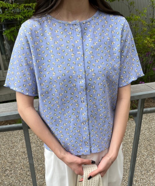 nemne store(ネンネストア)の「【低身長用サイズあり】前後2way総柄サーマルカーディガン(カーディガン/ボレロ・レディース・アイボリー/オフホワイト/ブルー・SMALL/MEDIUM)」の13枚目の写真