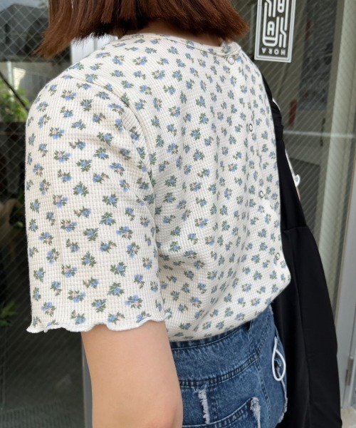 nemne store(ネンネストア)の「【低身長用サイズあり】前後2way総柄サーマルカーディガン(カーディガン/ボレロ・レディース・アイボリー/オフホワイト/ブルー・SMALL/MEDIUM)」の12枚目の写真