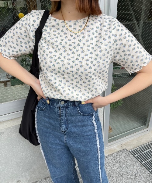 nemne store(ネンネストア)の「【低身長用サイズあり】前後2way総柄サーマルカーディガン(カーディガン/ボレロ・レディース・アイボリー/オフホワイト/ブルー・SMALL/MEDIUM)」の8枚目の写真