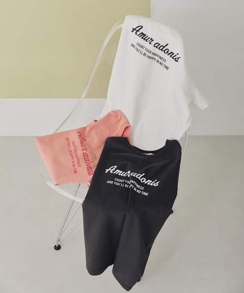 N.(N. Natural Beauty Basic)(エヌエヌナチュラルビューティーベーシック)の「◆レトロ風ポップロゴTシャツ(Tシャツ/カットソー・レディース・チャコール/オフホワイト/サーモンピンク・MEDIUM)」の2枚目の写真