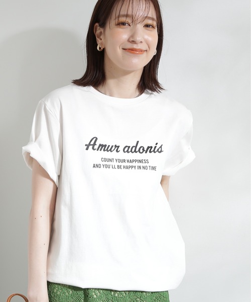 N.(N. Natural Beauty Basic)(エヌエヌナチュラルビューティーベーシック)の「◆レトロ風ポップロゴTシャツ(Tシャツ/カットソー・レディース・チャコール/オフホワイト/サーモンピンク・MEDIUM)」の11枚目の写真