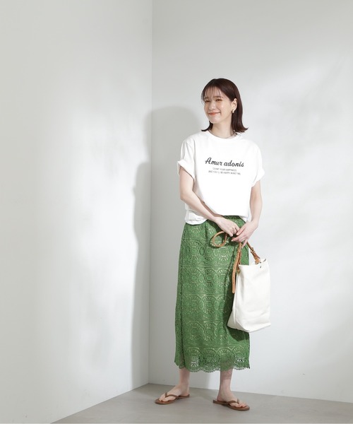N.(N. Natural Beauty Basic)(エヌエヌナチュラルビューティーベーシック)の「◆レトロ風ポップロゴTシャツ(Tシャツ/カットソー・レディース・チャコール/オフホワイト/サーモンピンク・MEDIUM)」の5枚目の写真