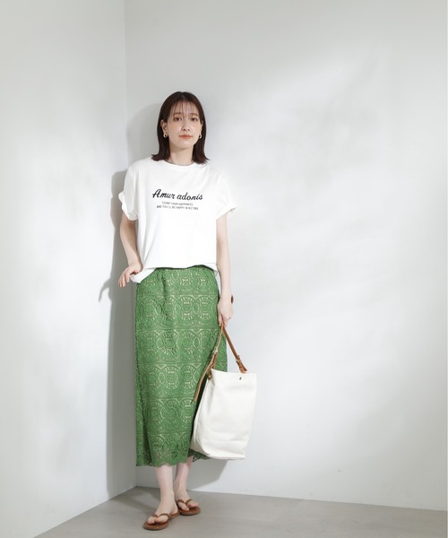 N.(N. Natural Beauty Basic)(エヌエヌナチュラルビューティーベーシック)の「◆レトロ風ポップロゴTシャツ(Tシャツ/カットソー・レディース・チャコール/オフホワイト/サーモンピンク・MEDIUM)」の8枚目の写真