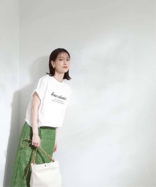 N.(N. Natural Beauty Basic)(エヌエヌナチュラルビューティーベーシック)の「◆レトロ風ポップロゴTシャツ(Tシャツ/カットソー・レディース・チャコール/オフホワイト/サーモンピンク・MEDIUM)」の9枚目の写真