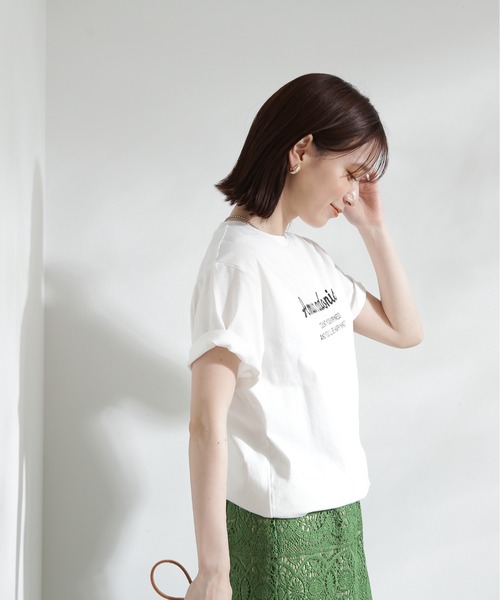 N.(N. Natural Beauty Basic)(エヌエヌナチュラルビューティーベーシック)の「◆レトロ風ポップロゴTシャツ(Tシャツ/カットソー・レディース・チャコール/オフホワイト/サーモンピンク・MEDIUM)」の10枚目の写真