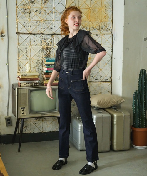 Birthday room（バースデイルーム）の「前ポケット付きデニムパンツ（デニムパンツ・レディース・ネイビー・SMALL/MEDIUM/LARGE）」の14枚目の写真