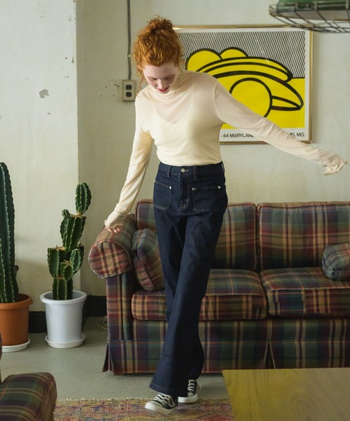 Birthday room（バースデイルーム）の「前ポケット付きデニムパンツ（デニムパンツ・レディース・ネイビー・SMALL/MEDIUM/LARGE）」の2枚目の写真