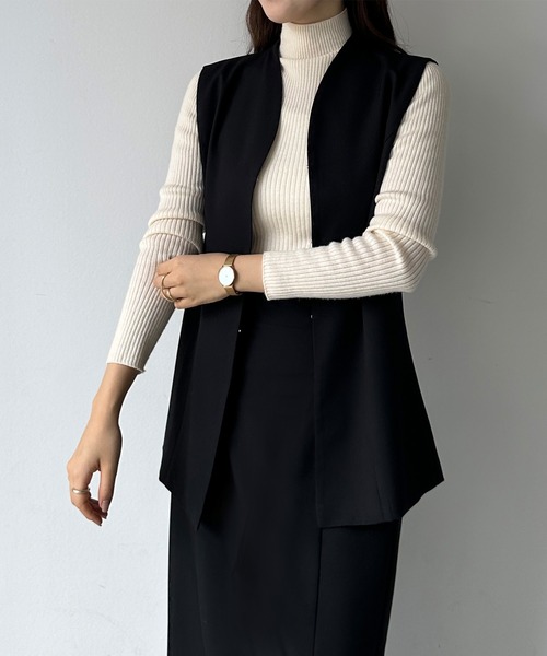 Louere（ルエレ）の「ベスト＋ハイウエストペンシルスカートセットアップ（セットアップ・レディース・ブラック/ダークグレー/ライトベージュ・MEDIUM/X-LARGE/SMALL/LARGE）」の5枚目の写真