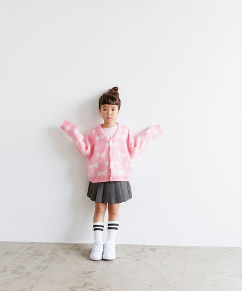 LOWRYS FARM(ローリーズファーム)の「リボンジャガードニットカーデ 973687(ニット/セーター・キッズ・ブラック/ピンク・110cm/120cm/130cm/140cm/150cm)」の5枚目の写真