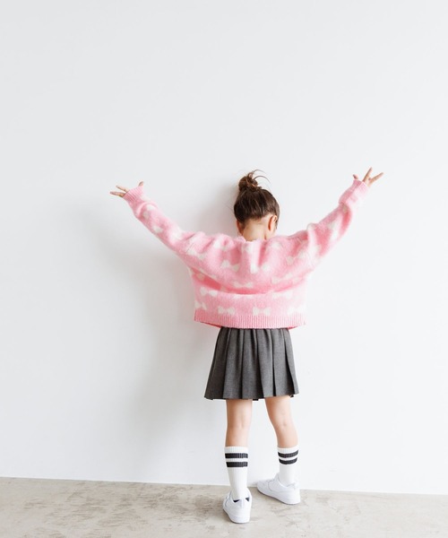 LOWRYS FARM(ローリーズファーム)の「リボンジャガードニットカーデ 973687(ニット/セーター・キッズ・ブラック/ピンク・110cm/120cm/130cm/140cm/150cm)」の9枚目の写真