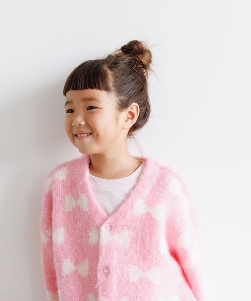 LOWRYS FARM(ローリーズファーム)の「リボンジャガードニットカーデ 973687(ニット/セーター・キッズ・ブラック/ピンク・110cm/120cm/130cm/140cm/150cm)」の7枚目の写真