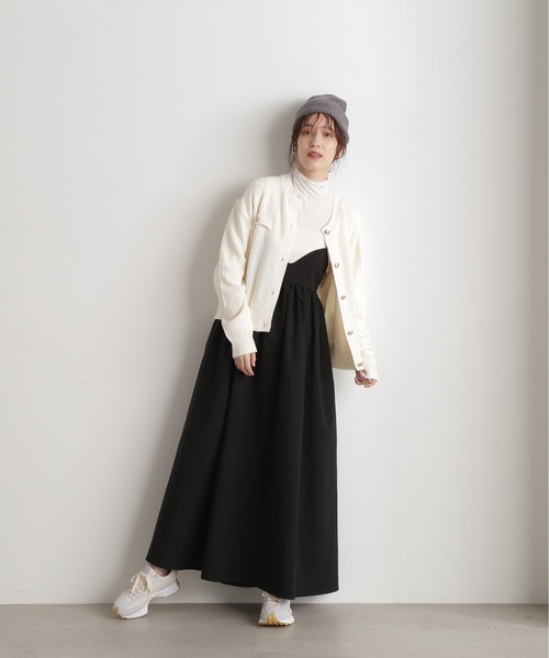 N.(N. Natural Beauty Basic)(エヌエヌナチュラルビューティーベーシック)の「◆ムジツイード編みカーディガン(カーディガン/ボレロ・レディース・オフホワイト/ネイビー/オレンジ・MEDIUM)」の6枚目の写真