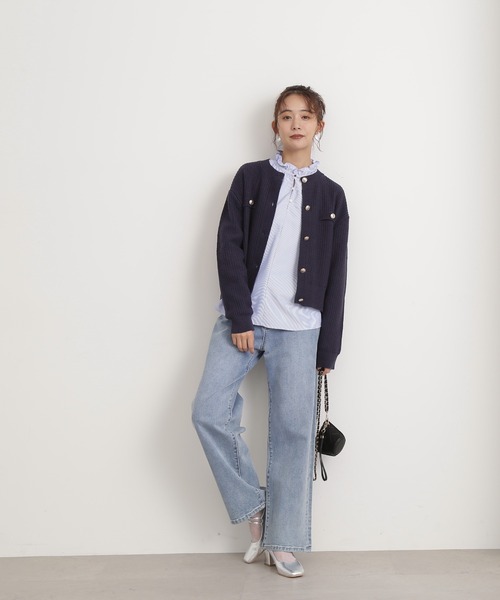 N.(N. Natural Beauty Basic)(エヌエヌナチュラルビューティーベーシック)の「◆ムジツイード編みカーディガン(カーディガン/ボレロ・レディース・オフホワイト/ネイビー/オレンジ・MEDIUM)」の13枚目の写真